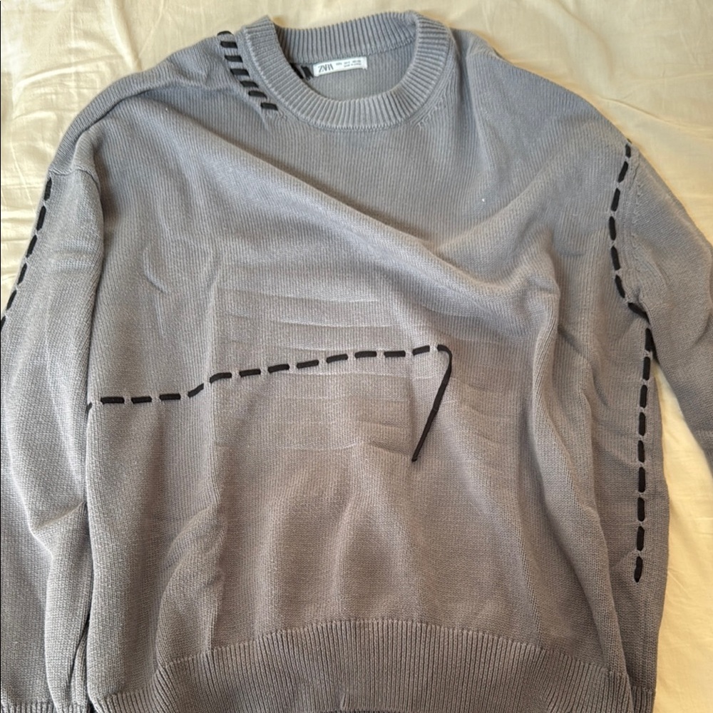 Gray Zara Sweater with black accents